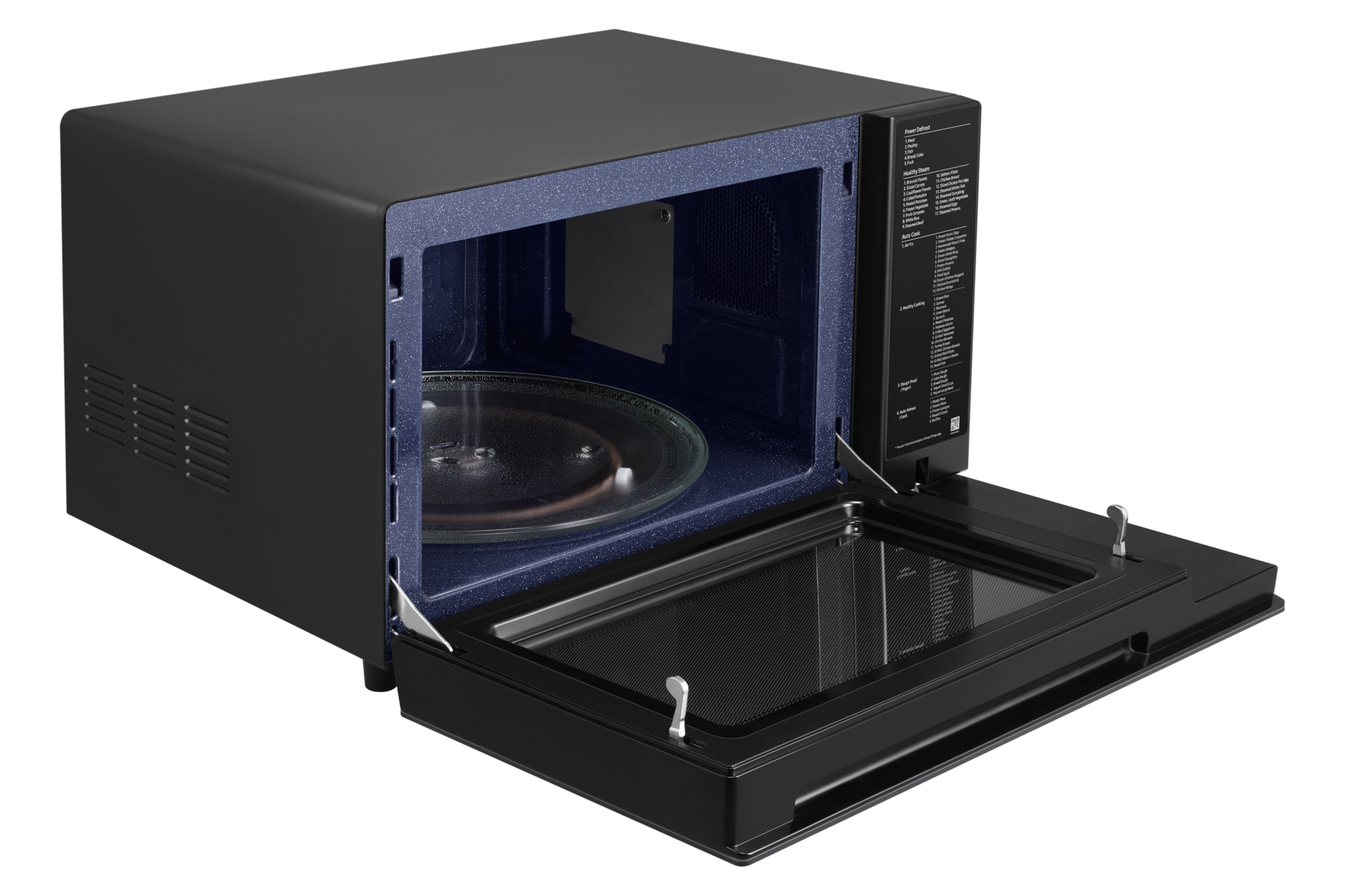 MW7300B Convection MWO with All-in-one Microwave Oven and Smart Control L-Perspective-Open Charcoal Glass 
