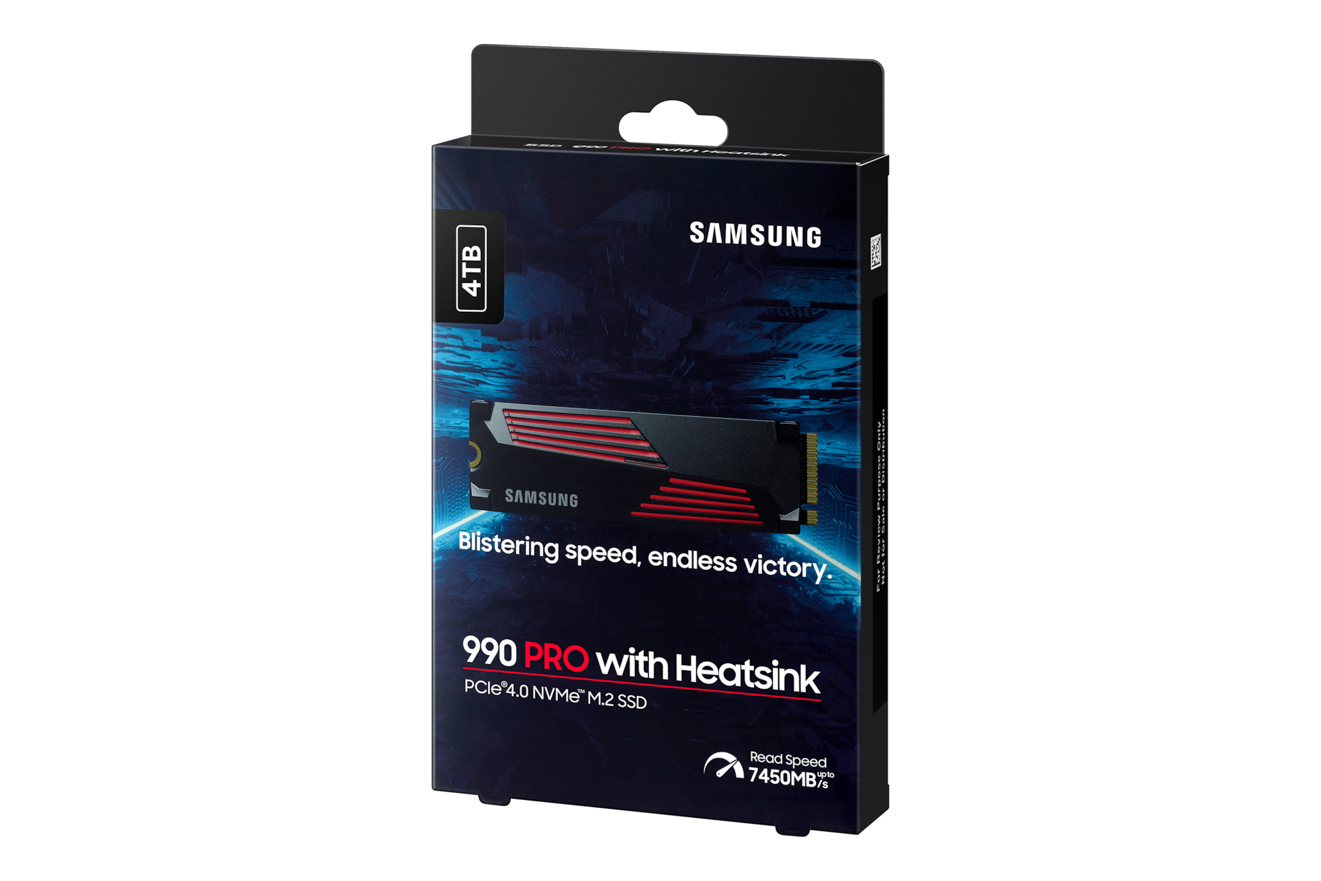 990 PRO with Heatsink PCIe 4.0 M.2 SSD PKG-R-Perspective Black 