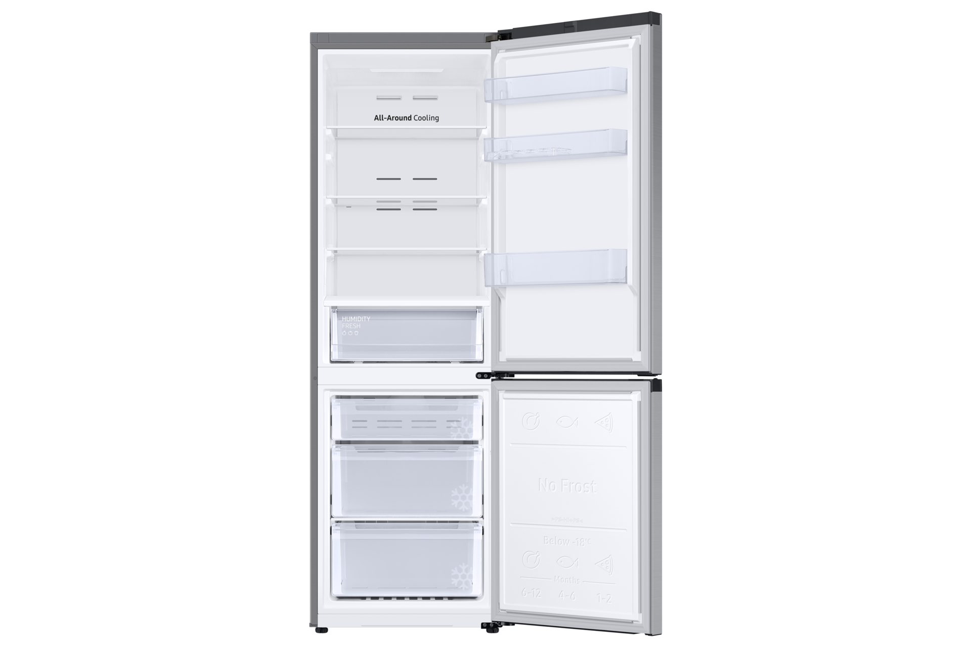 Bottom Mount Freezer Refrigerator AII around cooling 340 RB34C600 Front-Open Silver 