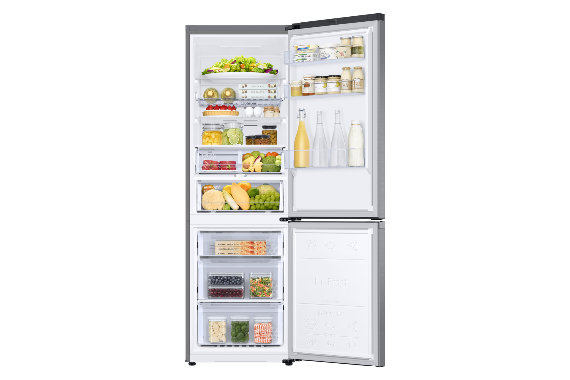 Bottom Mount Freezer Refrigerator AII around cooling 340 RB34C675DS9/EF Front-Open-With-Food Silver 