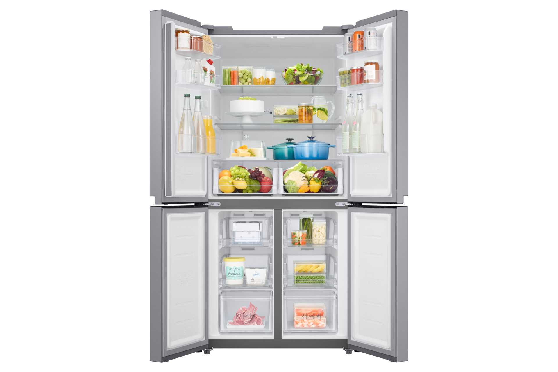 RF4000TM French Door Refrigerators with Twin Cooling Plus Front-Open-With-Food Silver 
