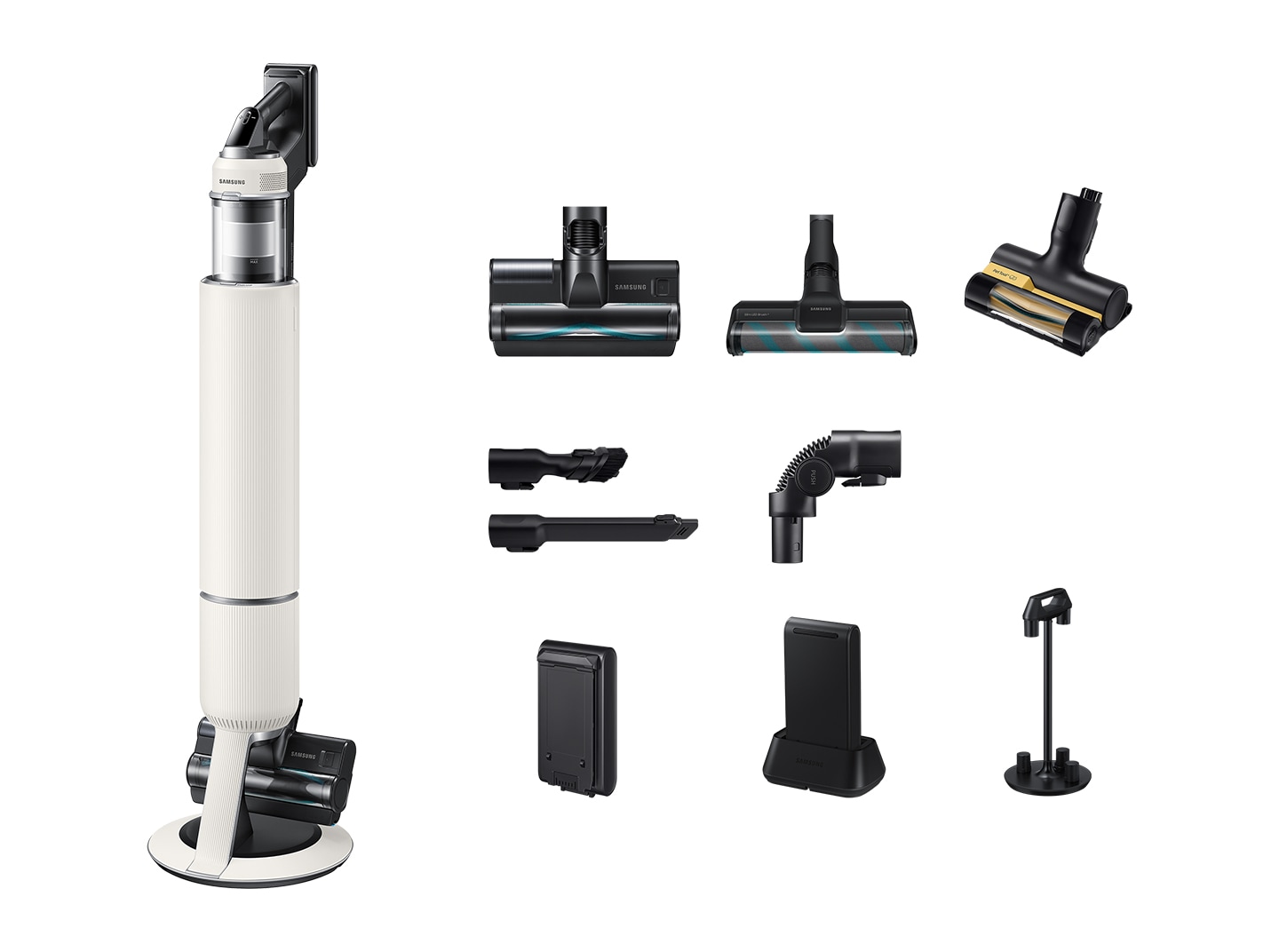 Aspirator vertical Bespoke AI Jet Lite Complete Extra, VS80F28DES/GE, putere aspirare 280W Beige