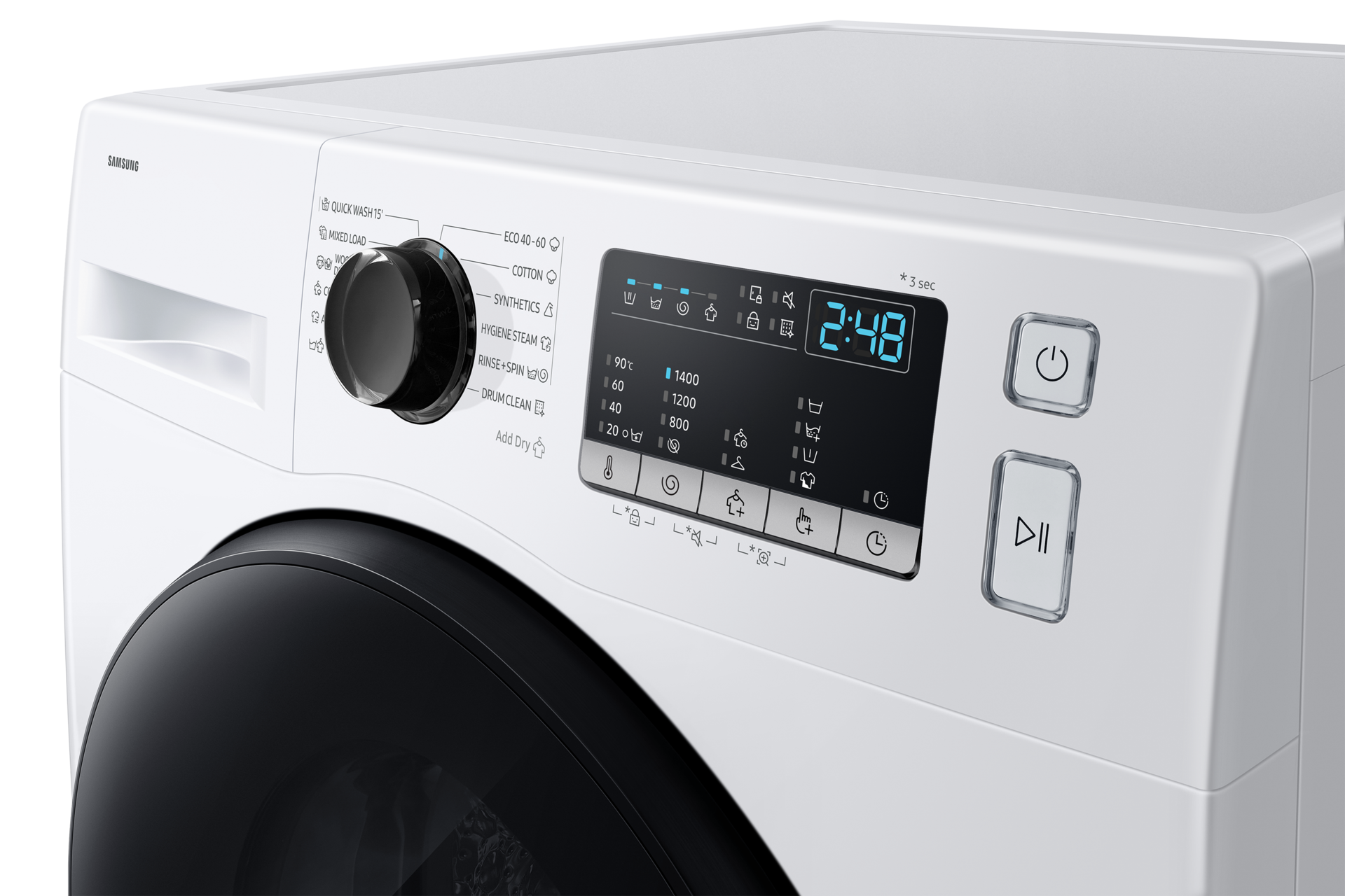 Laundry (Combo) Hygiene steam 8kg + 6kg WD80HG4U04BELE Panel-Control1 White 