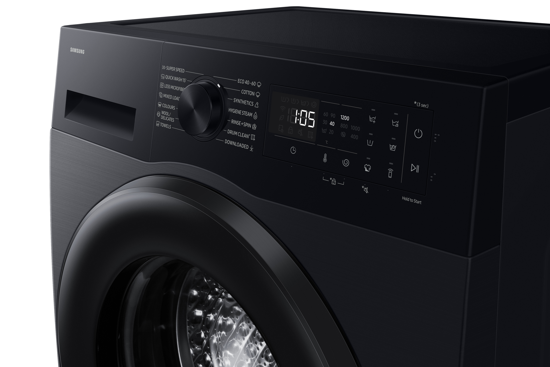 Laundry with Grade A Energy Efficiency and AI Ecobubble 8kg Panel-Control Black 