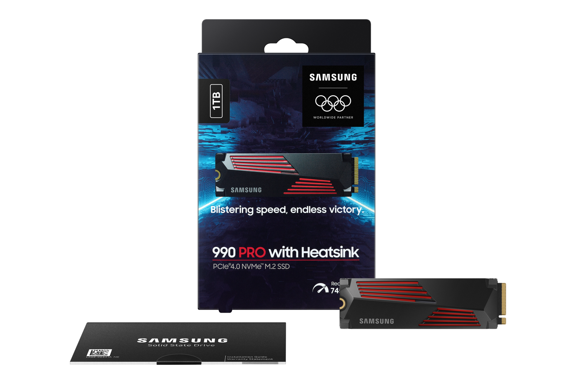 990 PRO with Heatsink PCIe 4.0 M.2 SSD PKG2-Full-Shot-Olympic- Black 