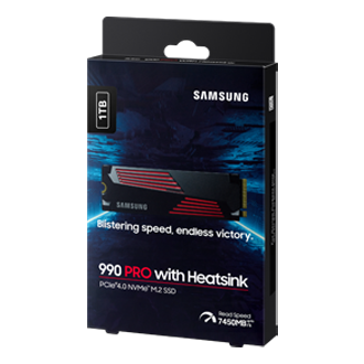 990 PRO with Heatsink PCIe 4.0 M.2 SSD PKG-R-Perspective Black 