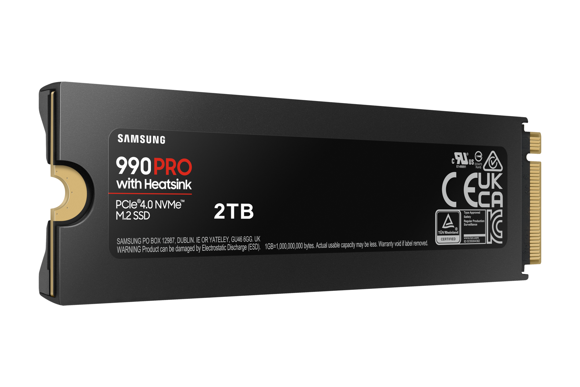 990 PRO with Heatsink PCIe 4.0 M.2 SSD L-Perspective-with-Label Black 