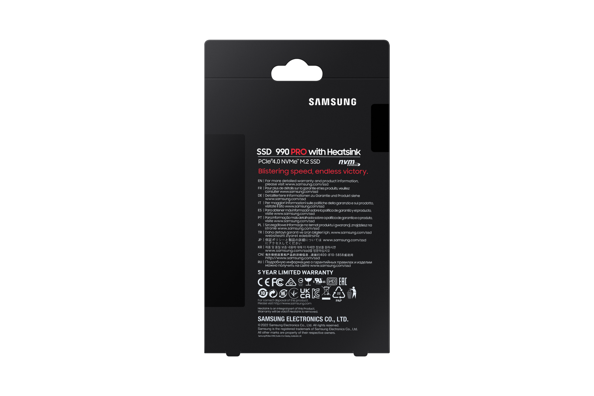 990 PRO with Heatsink PCIe 4.0 M.2 SSD PKG-Back Black 
