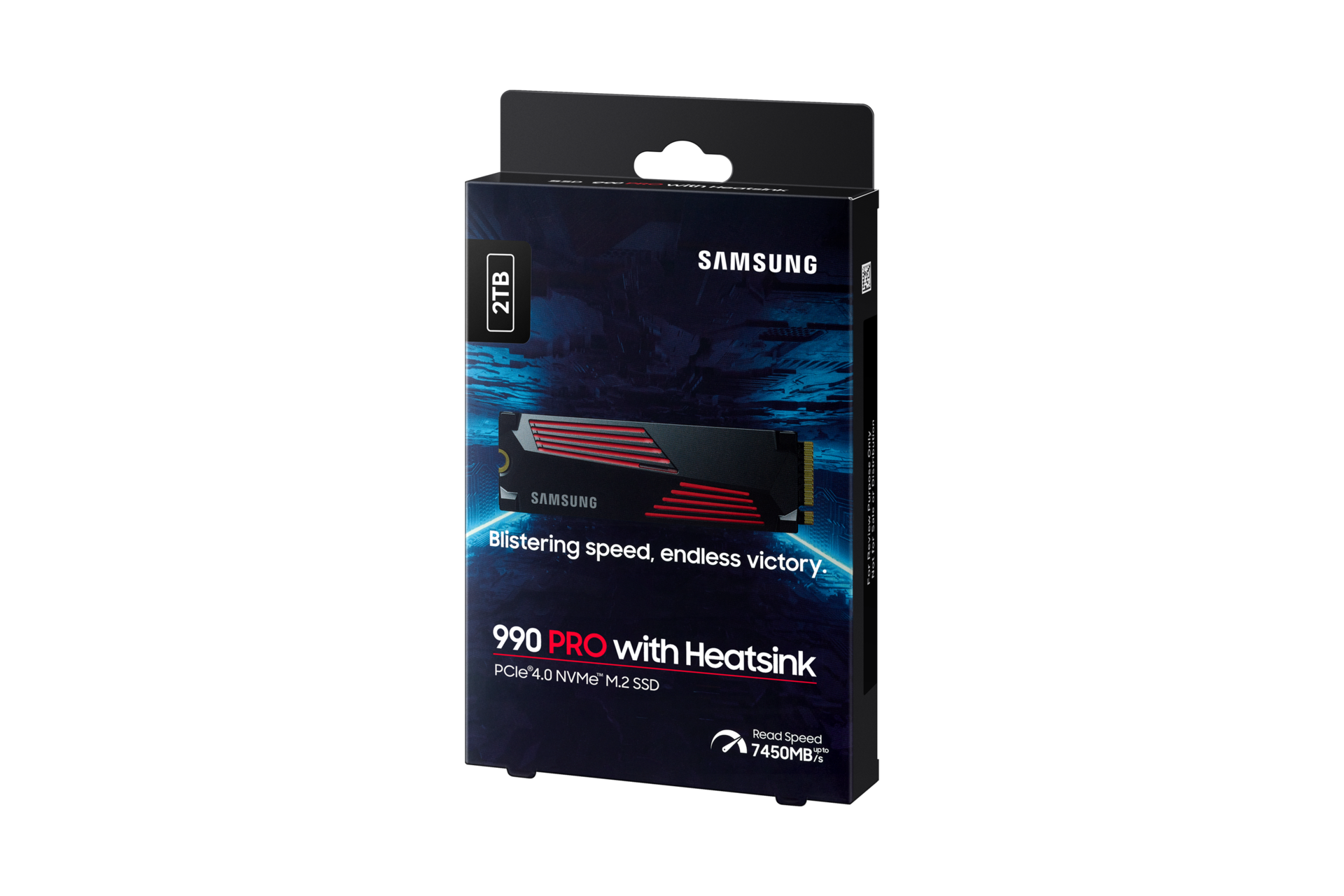 990 PRO with Heatsink PCIe 4.0 M.2 SSD PKG-R-Perspective Black 