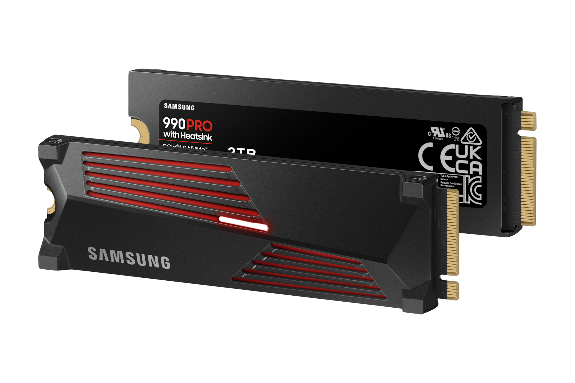 990 PRO with Heatsink PCIe 4.0 M.2 SSD R-Perspective-Set-LED-ON- Black 