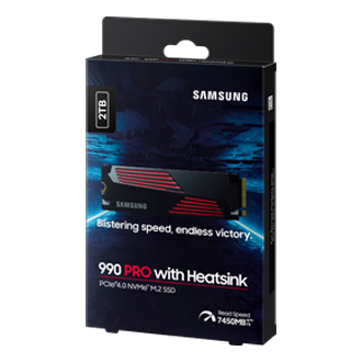 990 PRO with Heatsink PCIe 4.0 M.2 SSD PKG-R-Perspective Black 