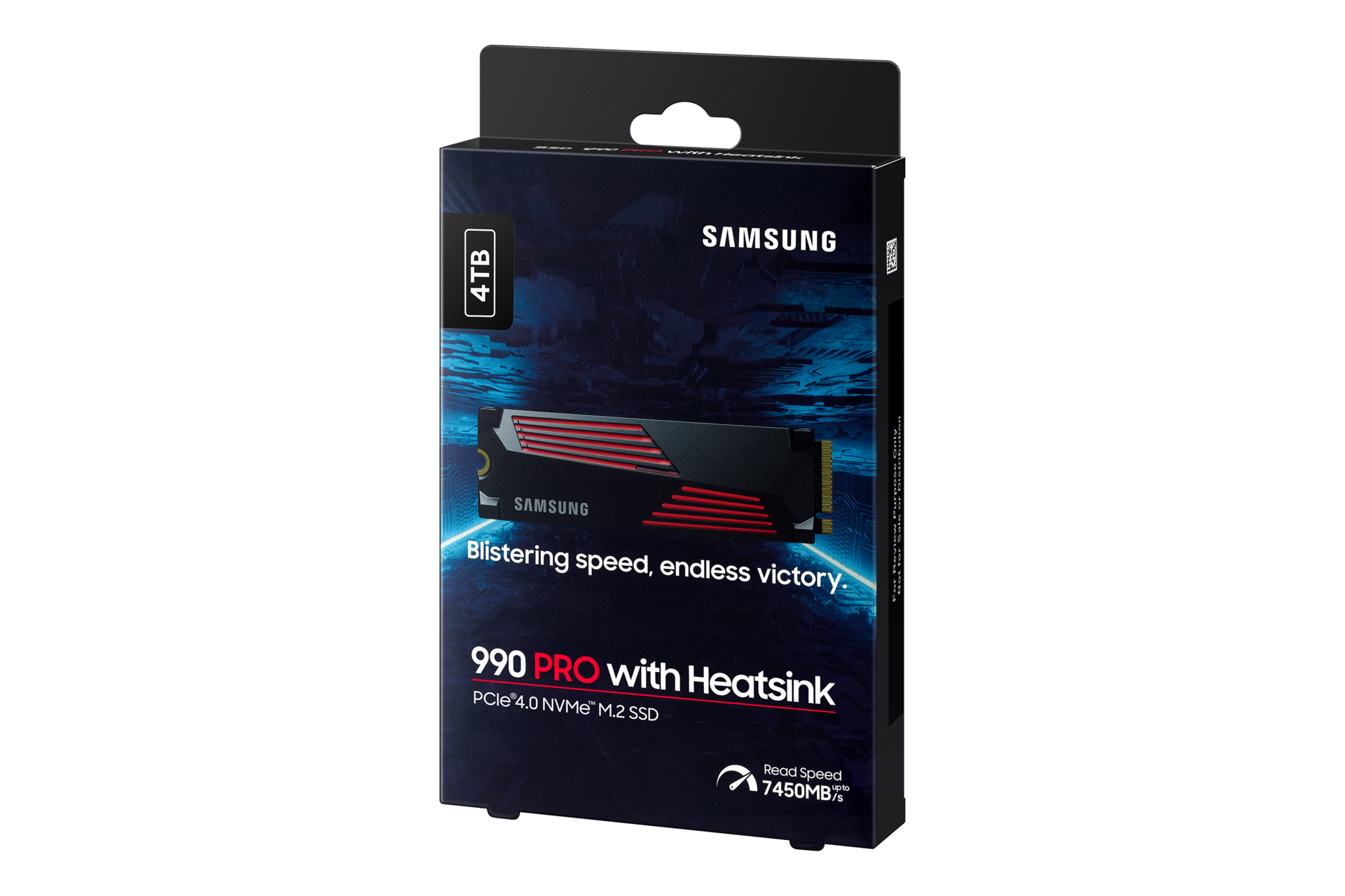 990 PRO with Heatsink PCIe 4.0 M.2 SSD PKG-R-Perspective Black 