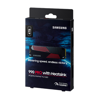 990 PRO with Heatsink PCIe 4.0 M.2 SSD PKG-R-Perspective Black 