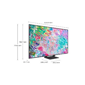 Dimenzija od 55 inča Samsung QLED TV-a Q70B sa sivim centralnim postoljem