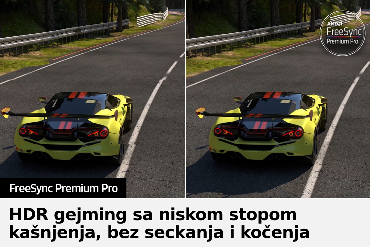 QLED TV Q70B sa FreeSync Premium Pro jasno prikazuje ekran sa igricom.