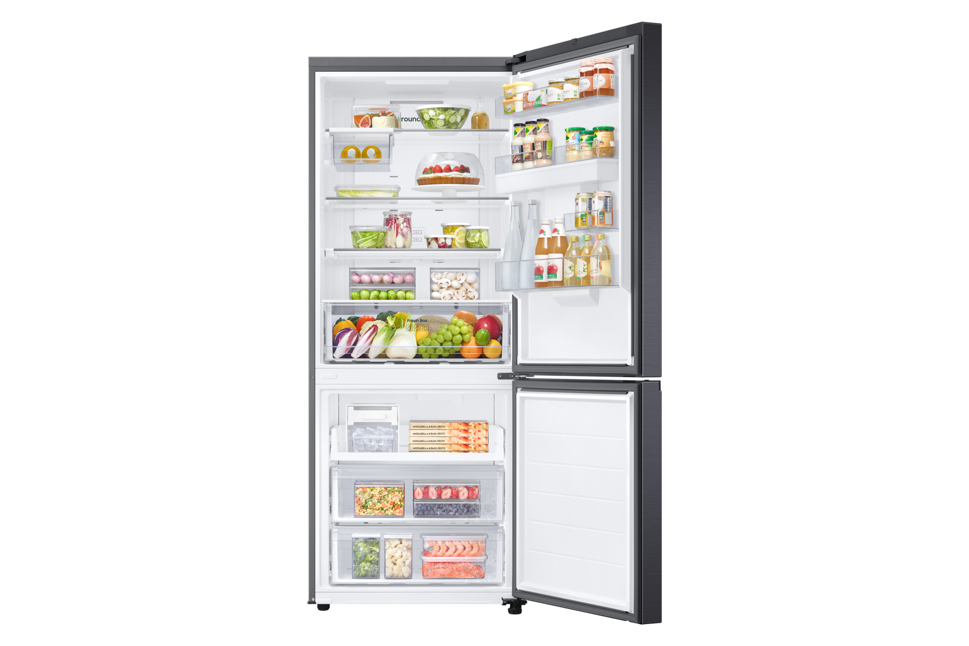 RB6000D Frižider sa donjim zamrzivačem, SmartThings AI Energy režimom i sveobuhvatnim hlađenjem Front-Open-With-Food Black Doi 