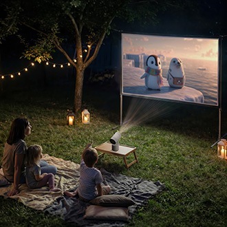 The Freestyle+ Full HD Portable Projector (2026) Ceramic White