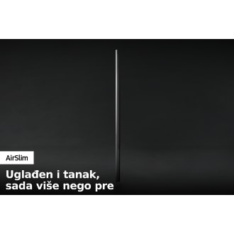 Profilni prikaz Crystal UHD TV BU8000 prikazuje ultratanki dizajn Crystal UHD TV AirSlim