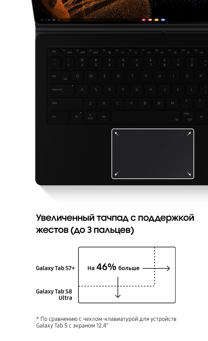 Чехол-клавиатура Tab S8 Ultra чёрный | Samsung РОССИЯ