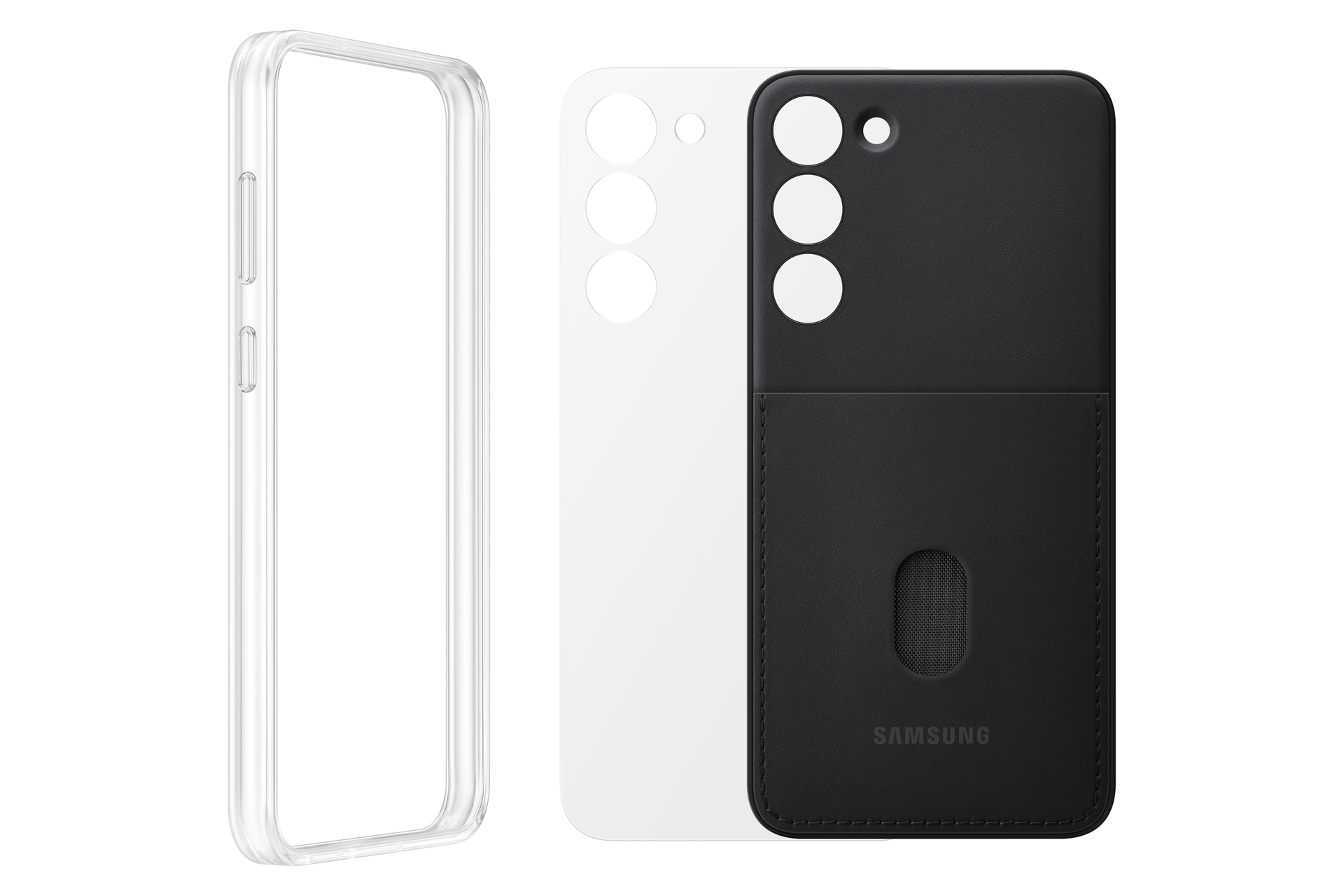  Чехол-накладка Frame Case для Galaxy S23+ чёрный фото в наборе с двумя панелями на выбор