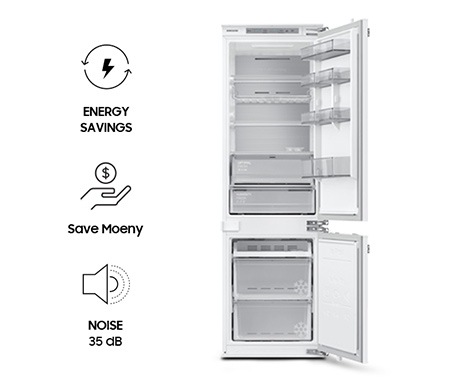 Three icons are arranged vertically on the left side of the BRB6000M and they indicate that BRB6000M is energy and money saving product and also quiet product by making noise only under 35dB.