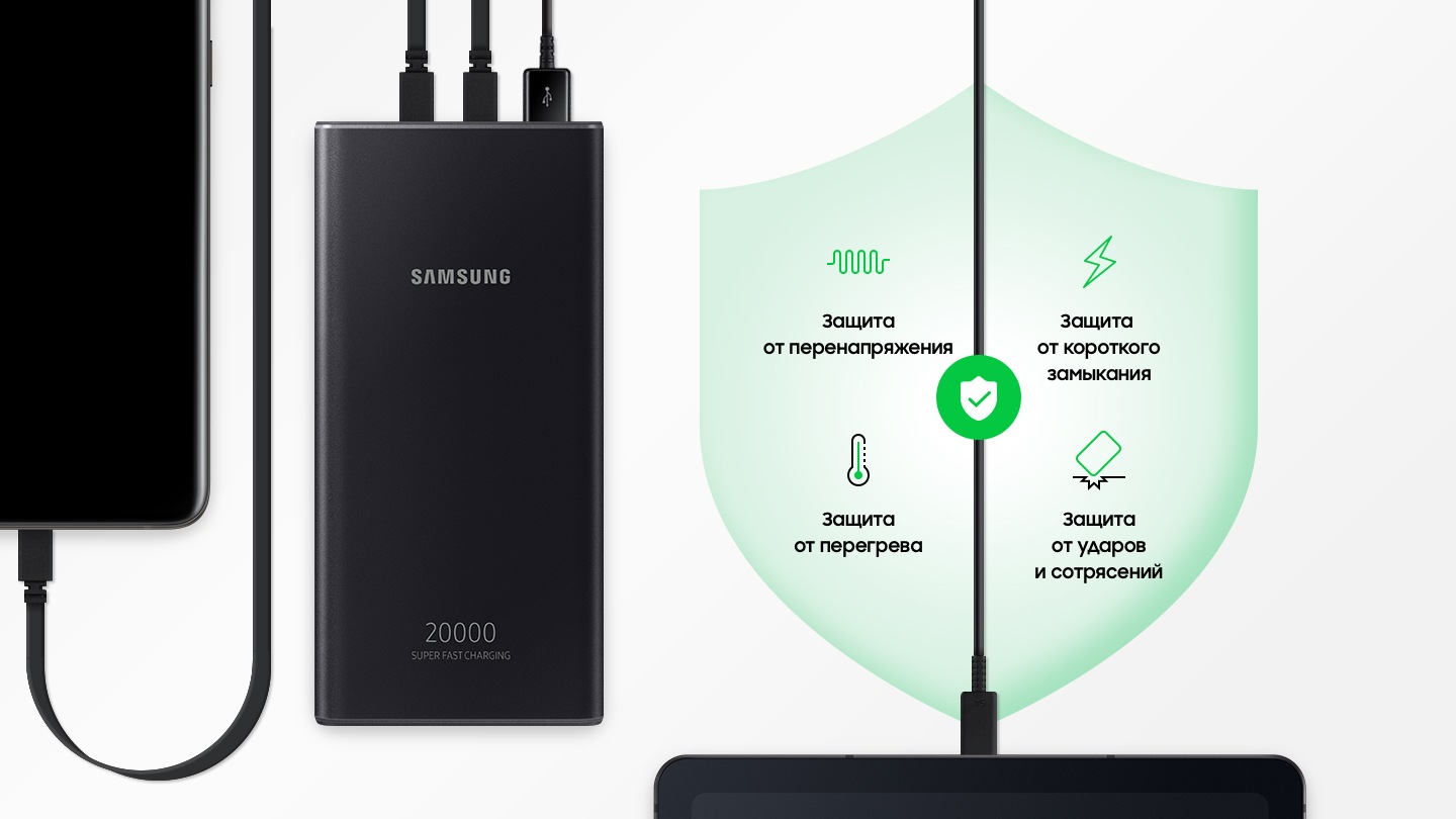 Samsung 25 W 20000 mAH USB-A Li-Pol Черный Металл Универсальная батарея