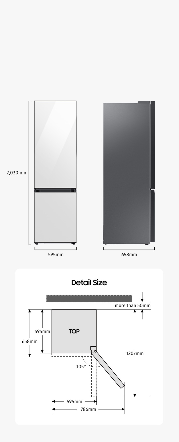 RB7300T Холодильник BESPOKE с нижней морозильной камерой, 385 л, без фасада  | Samsung РОССИЯ