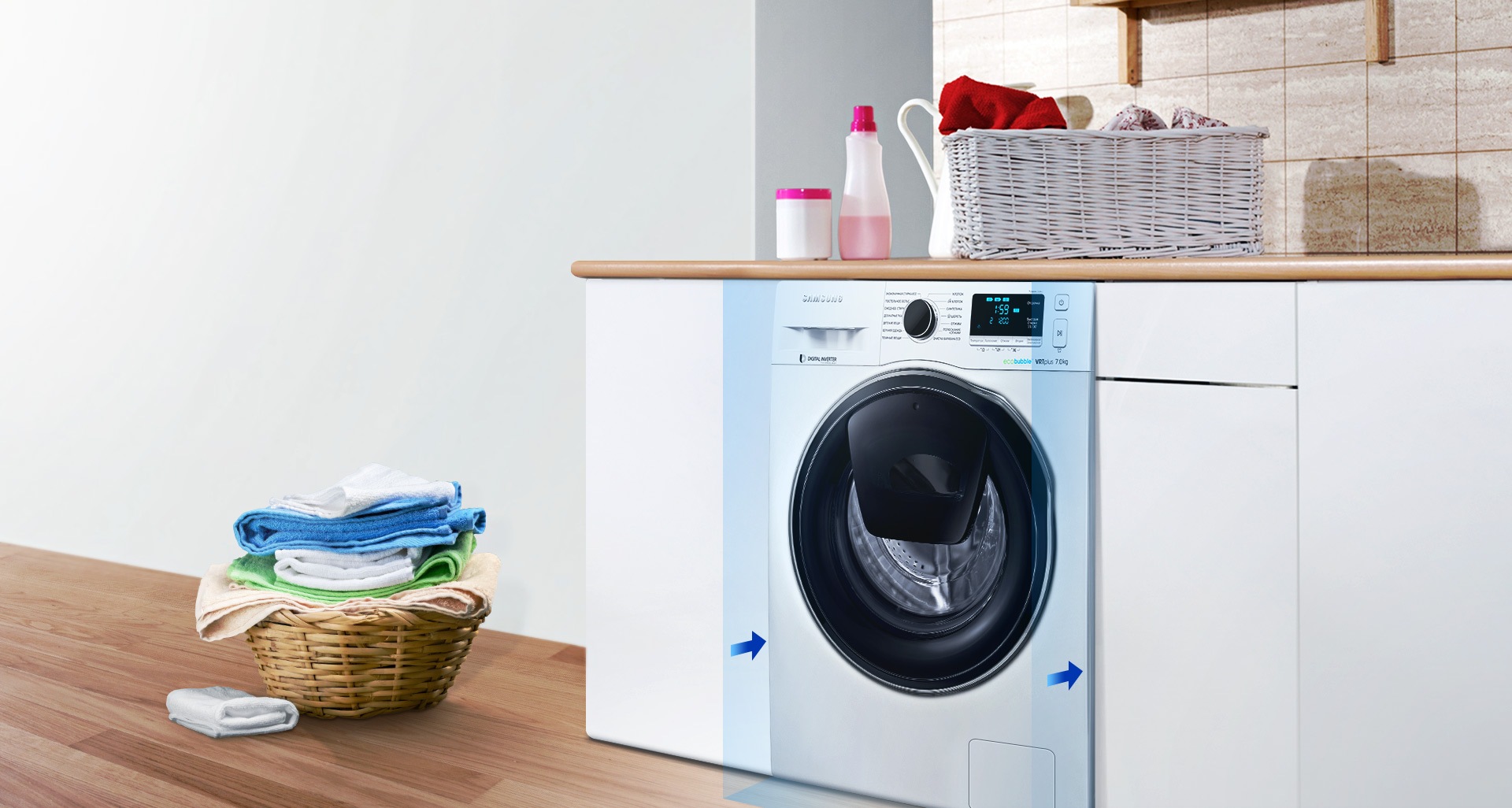 Стиральная машина Samsung WW6500 (AddWash и Eco Bubble), 8кг Серебристый –  купить за 67990 ₽ | Online Samsung