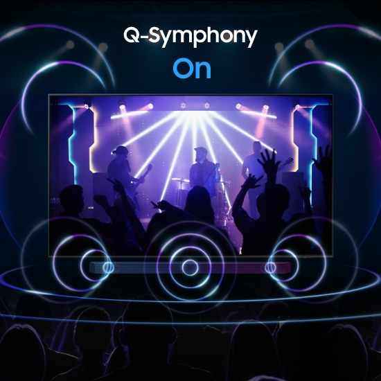 Only sound from the Soundbar was activated when Q-Symphony was off, but sound from both the TV and Soundbar turned on when Q-Symphony turned on.