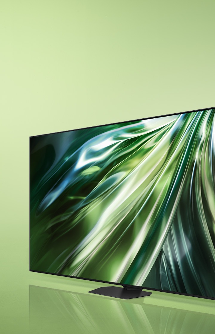 QN90D (98 дюймов) с ярким сине-зеленым дизайном.