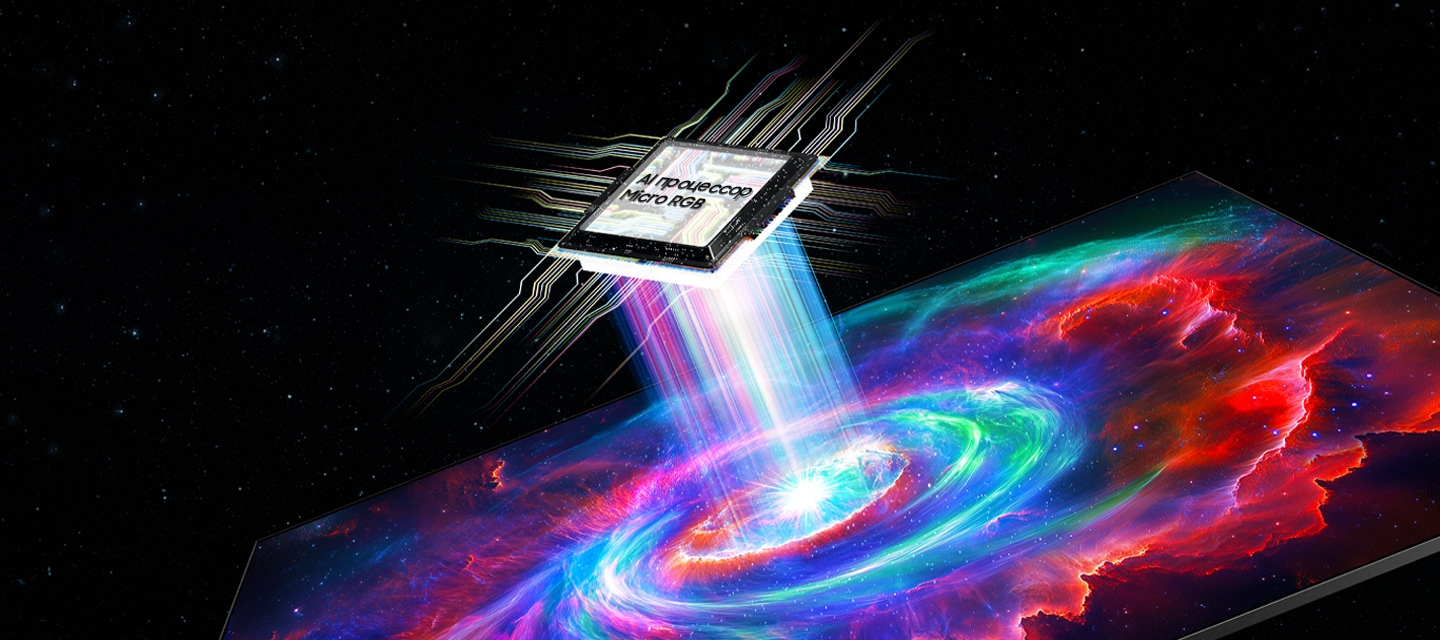 Демонстрация процессора Micro RGB AI Engine, который обеспечивает работу телевизора Micro RGB с помощью различных световых эффектов.