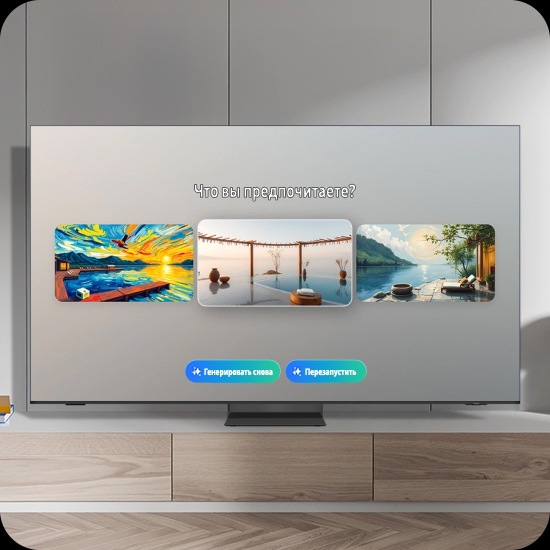 Раскройте свое воображение, выберите тему ключевого слова: «Природа», «Веселье», «Лови момент», «Счастливый праздник», «Декор», «Вдохнови меня». «Лови момент» — щелкните. Что вам нравится? 3 изображения, «Восстановить», «Перезапустить». «Восстановить» — щелкните. 3 новых изображения. Среднее изображение — щелкните. Выбранное изображение сохранено. Содержание, сгенерированное искусственным интеллектом.