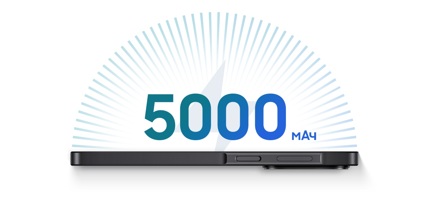 Показан Galaxy A27 5G. Над устройством написано 5000 мАч для продуктивной работы и развлечений в течение всего дня.