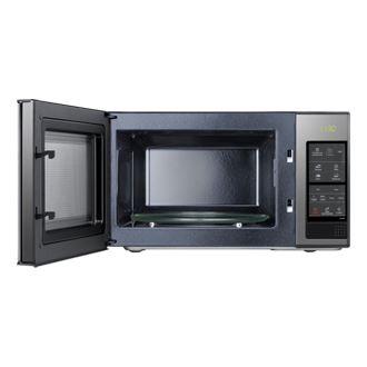 [Отдельностоящая микроволновая печь SHÍÑ~É, вид спереди, открытая дверца]