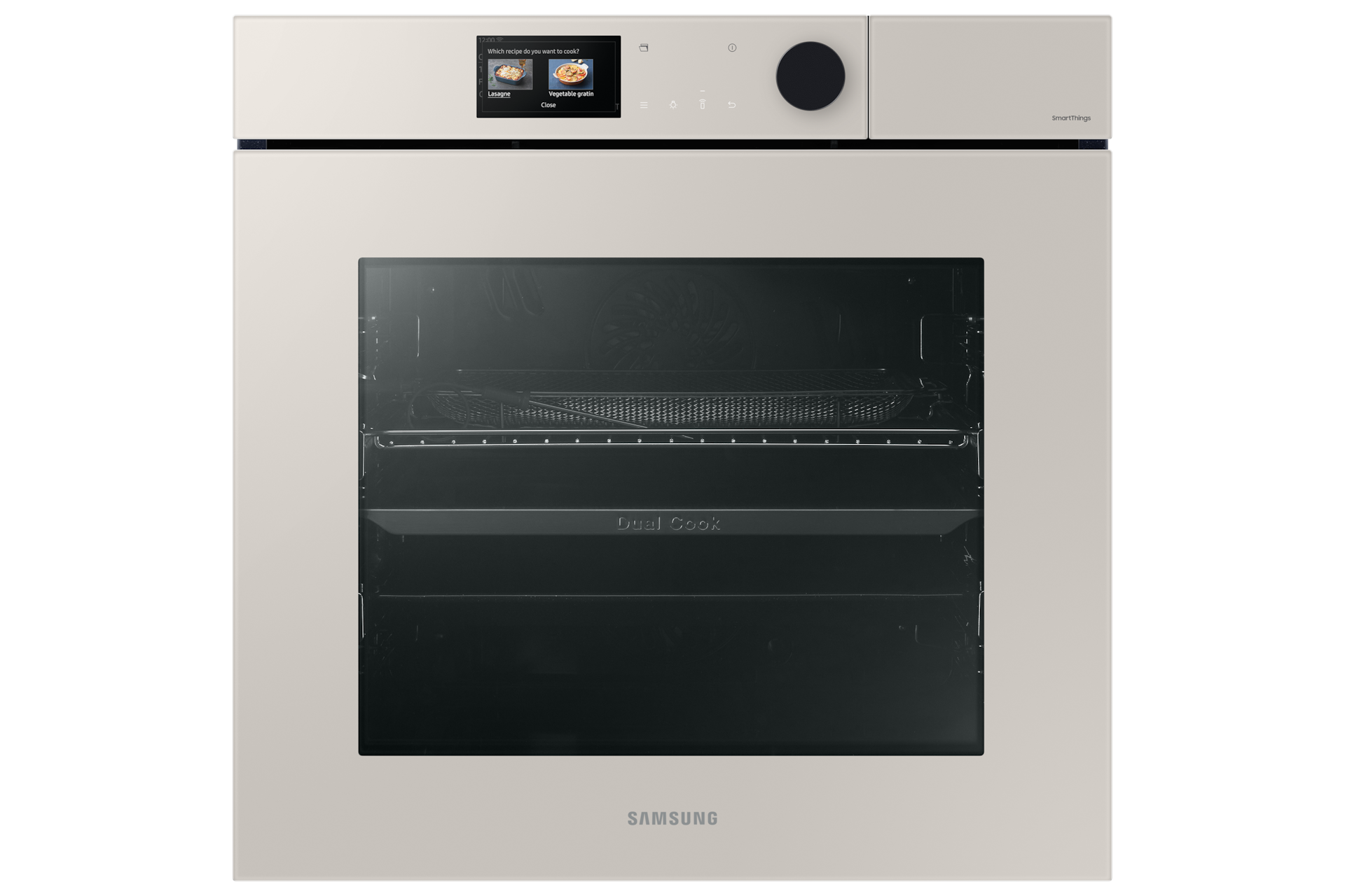 Bespoke, бежевый духовой шкаф NV7000B c AI Pro cooking, 76 л, вид спереди