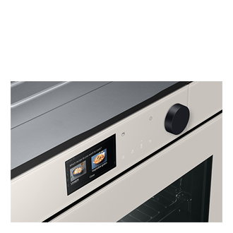 [Bésp~óké, бежевый духовой шкаф Ñ~V7000B c Á~Í Pró~ cóók~íñg, 76 л, детальный вид дисплея в перспективе]