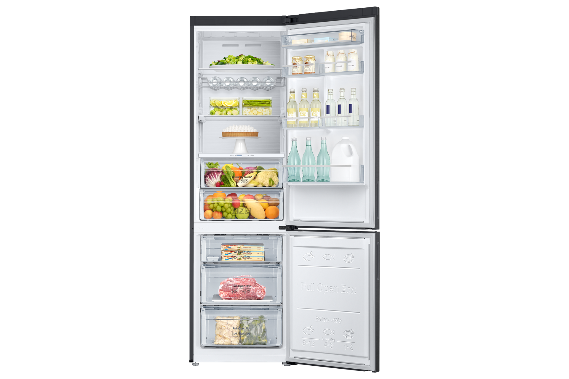 RB5000A Bottom Freezer Refrigerator with All-around Cooling and Humidity Fresh+_RB37A5411 Front-Open-With-Food Black 