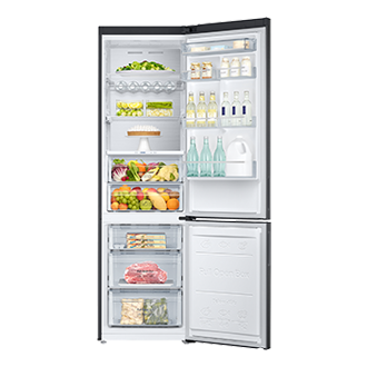 RB5000A Bottom Freezer Refrigerator with All-around Cooling and Humidity Fresh+_RB37A5411 Front-Open-With-Food Black 