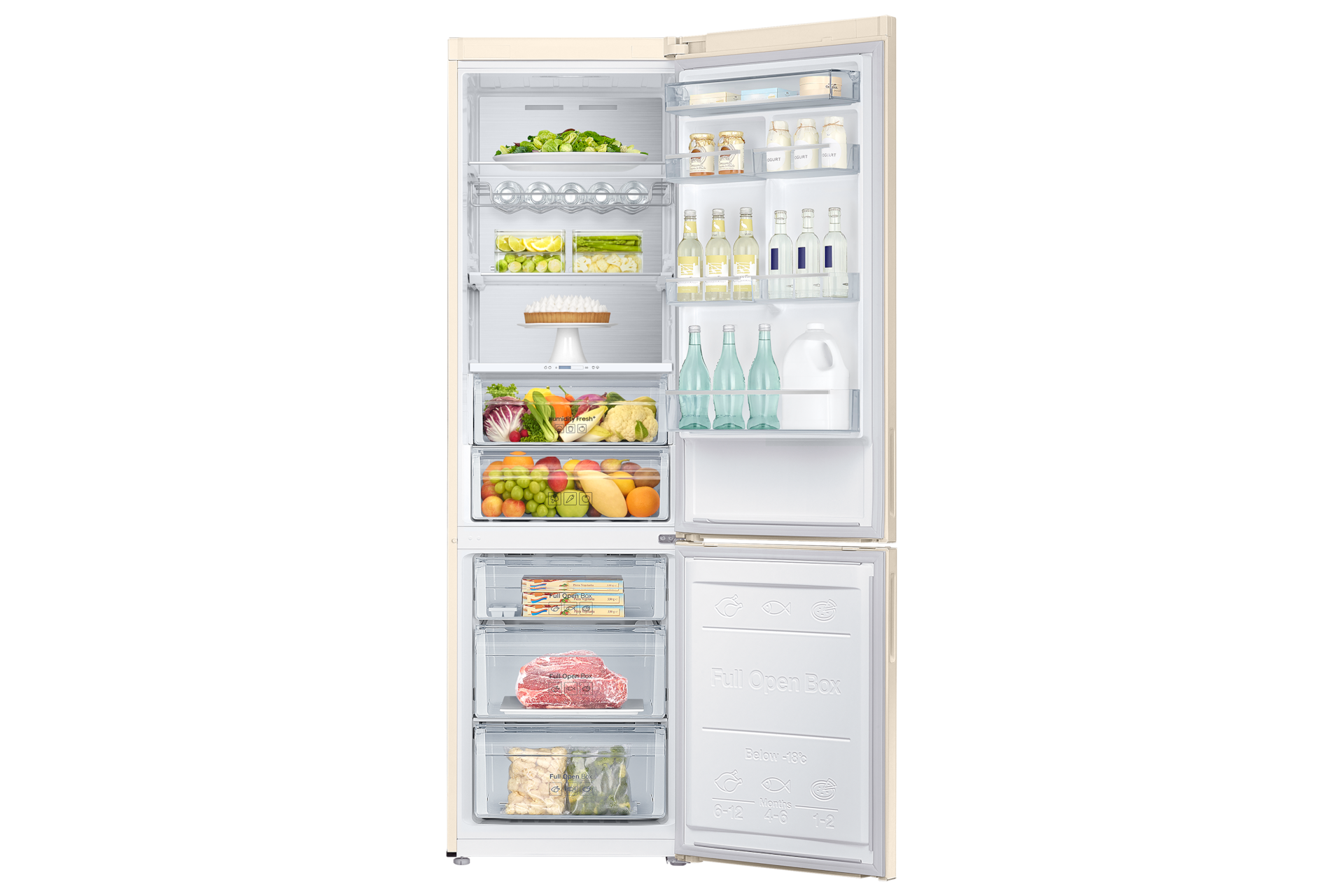 RB5000A Bottom Freezer Refrigerator with All-around Cooling and Humidity Fresh+_RB37A5411 Front-Open-With-Food Beige 