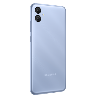 Смартфон Samsung Galaxy A04e SM-A042FLBDSER 32ГБ голубой фото сзади под углом слева