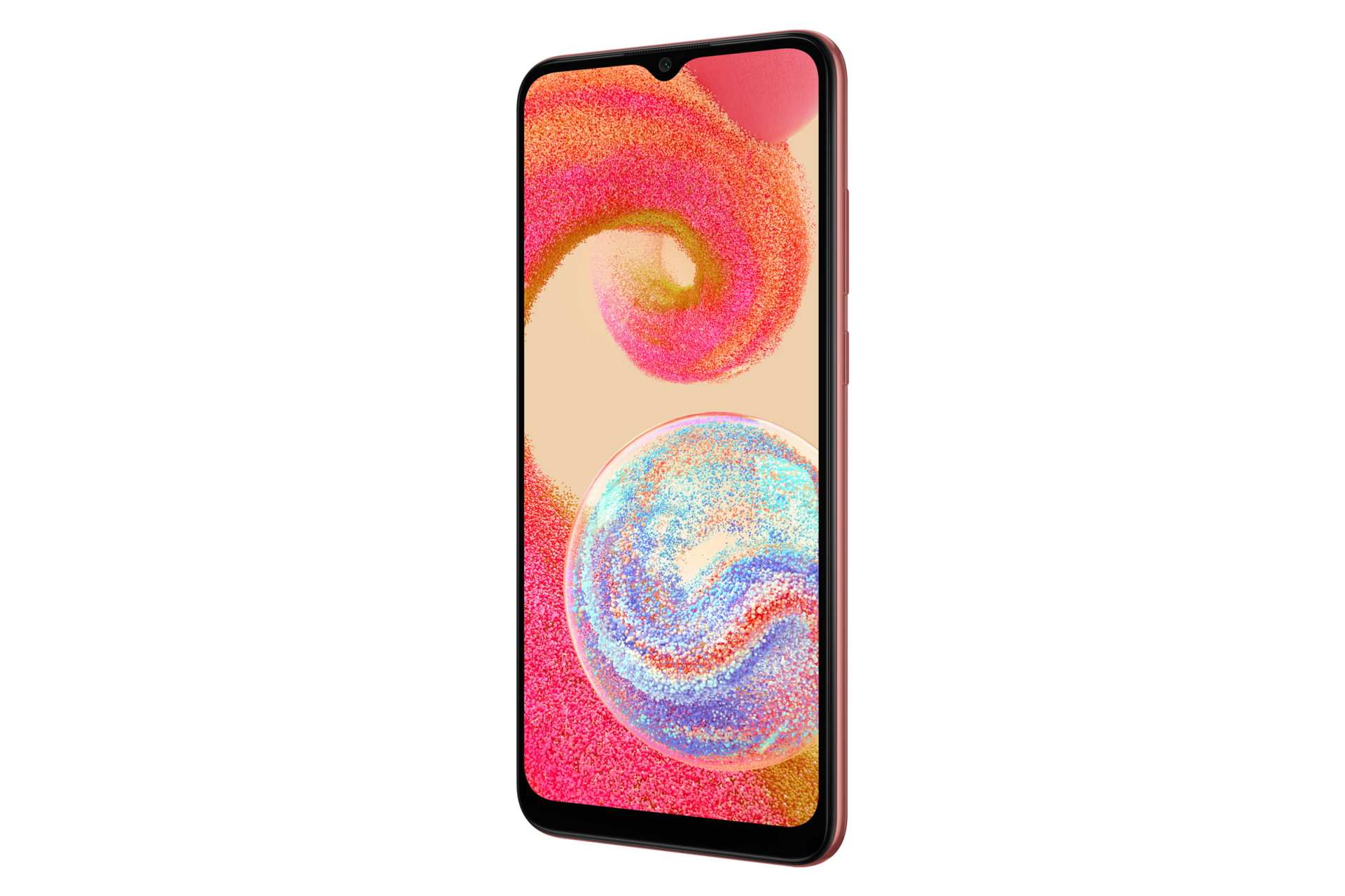 Смартфон Samsung Galaxy A04e SM-A042FZCDSER 32ГБ медный фото спереди под углом справа