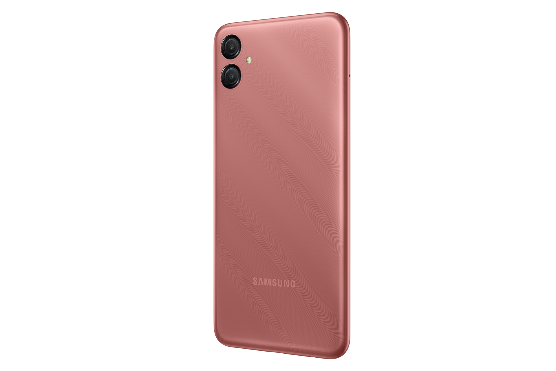 Смартфон Samsung Galaxy A04e SM-A042FZCDSER 32ГБ медный фото сзади под углом справа