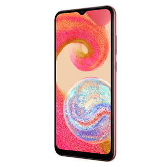 Смартфон Samsung Galaxy A04e SM-A042FZCDSER 32ГБ медный фото спереди под углом справа
