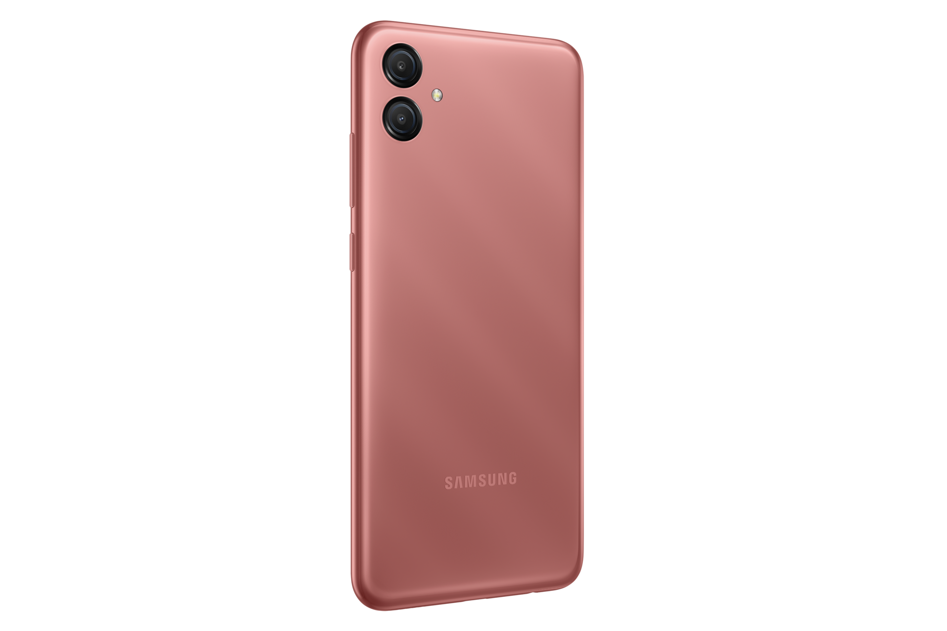 Смартфон Samsung Galaxy A04e SM-A042FZCHSER 64ГБ медный фото сзади под углом слева