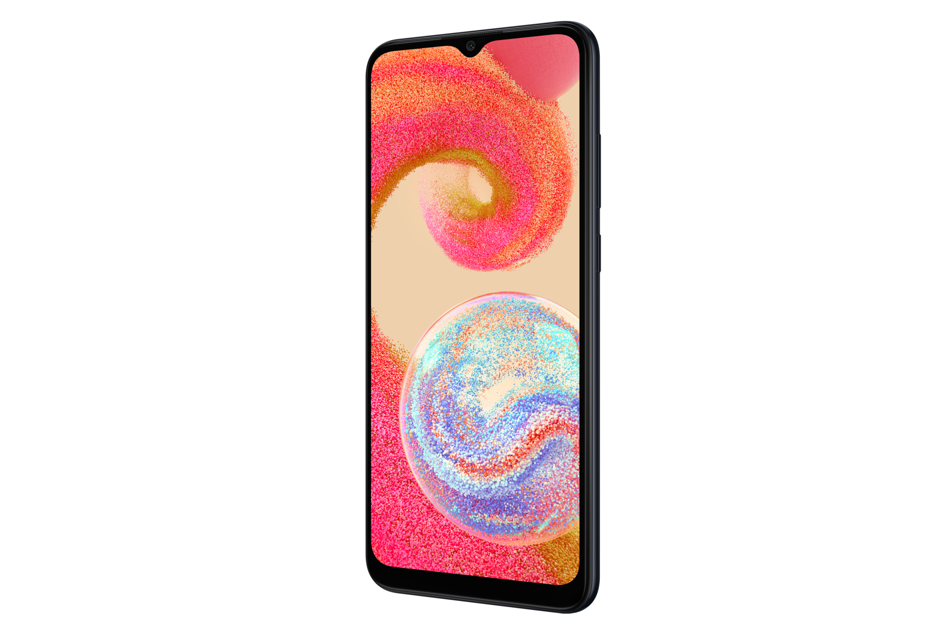Смартфон Samsung Galaxy A04e SM-A042FZKDSER 32ГБ чёрный фото спереди под углом справа