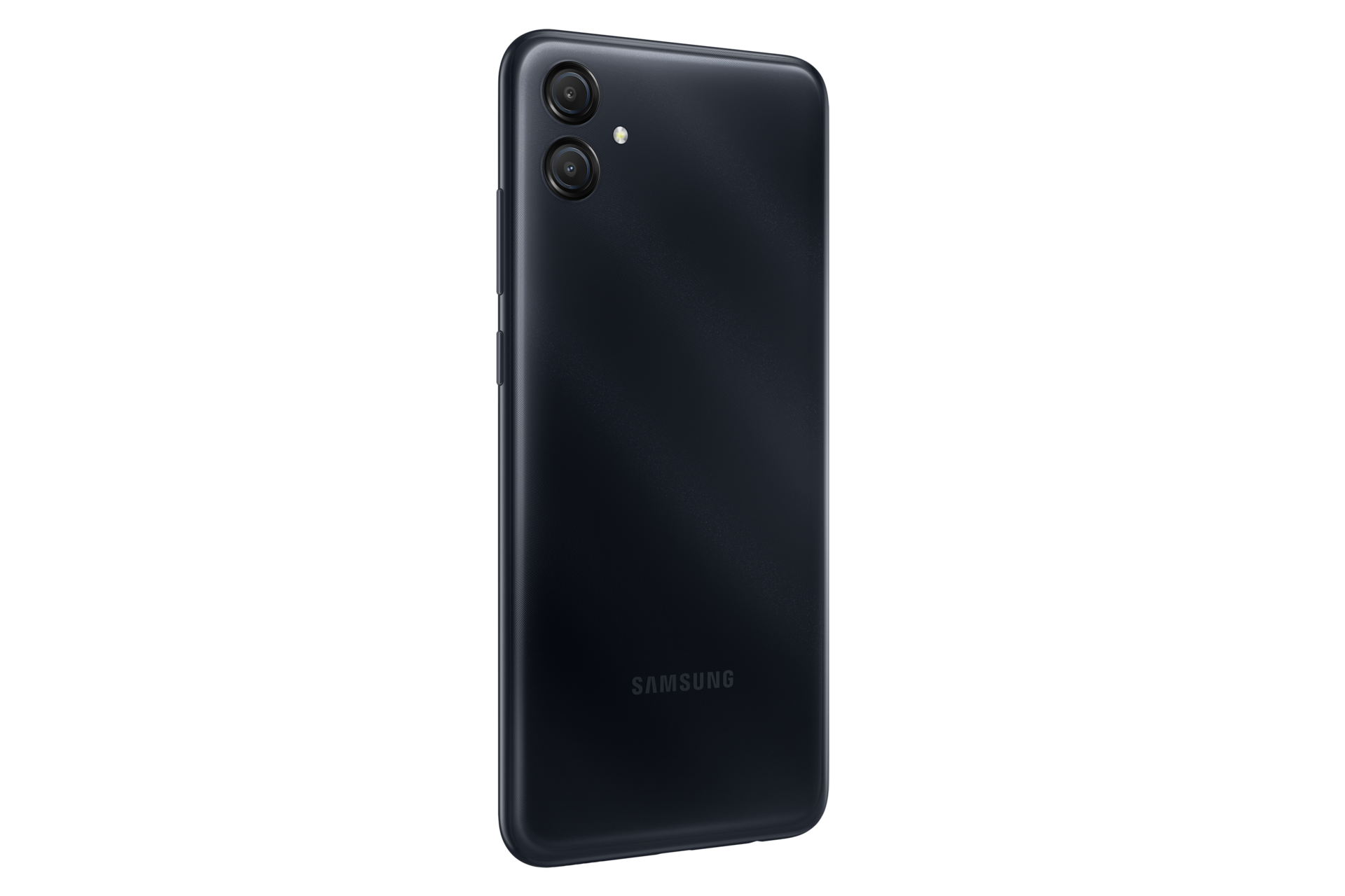 Смартфон Samsung Galaxy A04e SM-A042FZKDSER 32ГБ чёрный фото сзади под углом слева