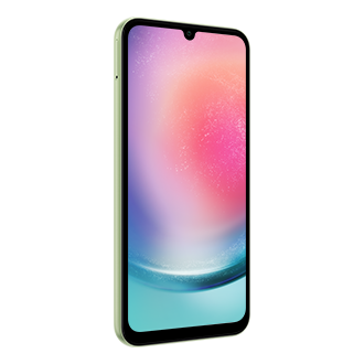 Смартфон Samsung Galaxy A24 SM-A245FLGUSER зеленый фото спереди под углом слева