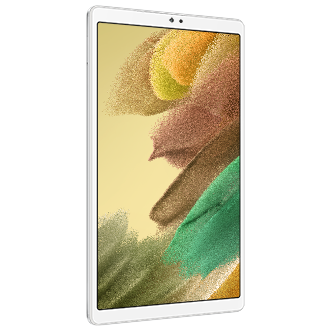 Планшет Samsung Galaxy Tab A7 Lite WiFi SM-T220NZSFSER серебристый фото вертикально сбоку слева