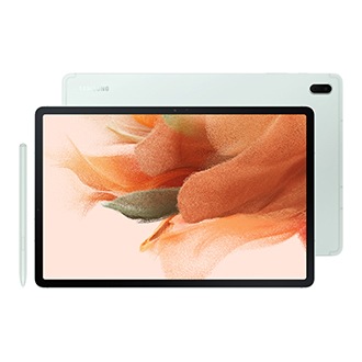 Планшет Samsung Galaxy Tab S7 FE LTE SM-T735NLGASER зеленый фото горизонтально спереди и сзади