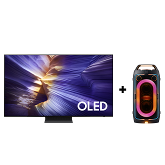 77 OLED S90F 4K Samsung Vision AI Smart TV 2025 and Sound Tower MX-ST40F 160 watts Party Speaker Phantom Black